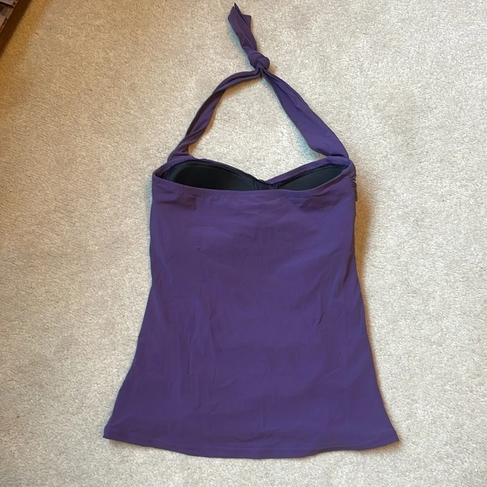 Lands’ End 4L plum ruched halter  tankini top